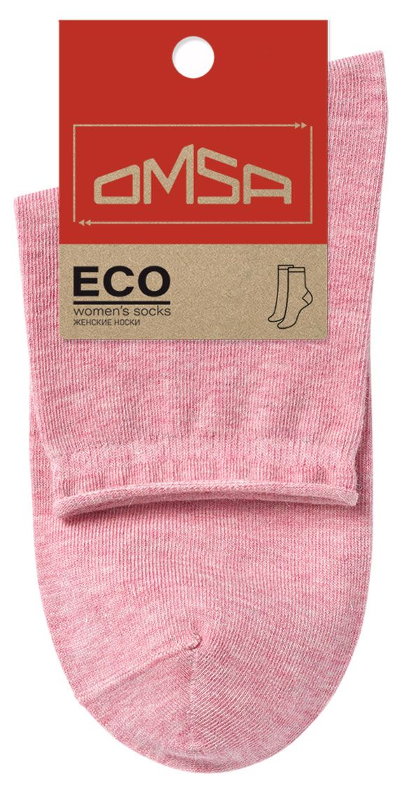 Носки женские Omsa ECO 256 с люрексом - борт руликом Rosa Melange, р. 39-41