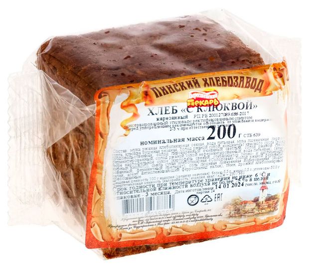 Хлеб Берестейский пекарь с клюквой 200 г 70₽