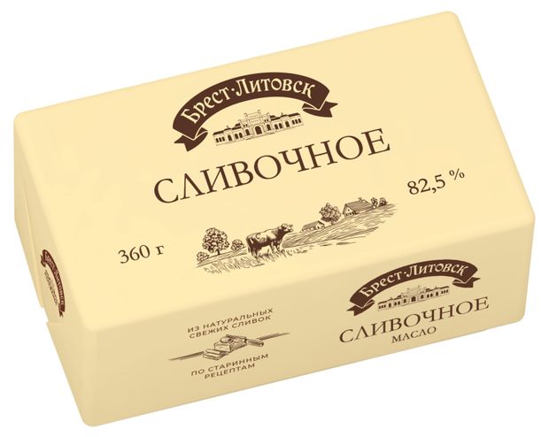 Масло сливочное Брест-Литовск 825 БЗМЖ 360 г 400₽