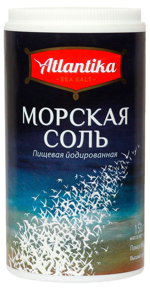 Соль морская Atlantika йодированная 150 г 88₽