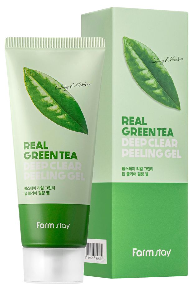 Гель-пилинг для лица FarmStay Green tea Real Green Tea Deep Clear Peeling Gel отшелушивающий, 100 мл