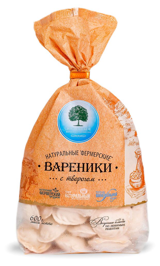 Вареники сладкие Добринское Фермерское Хозяйство Фермерские натуральные с творогом и тестом на минеральной воде 600 г 500₽