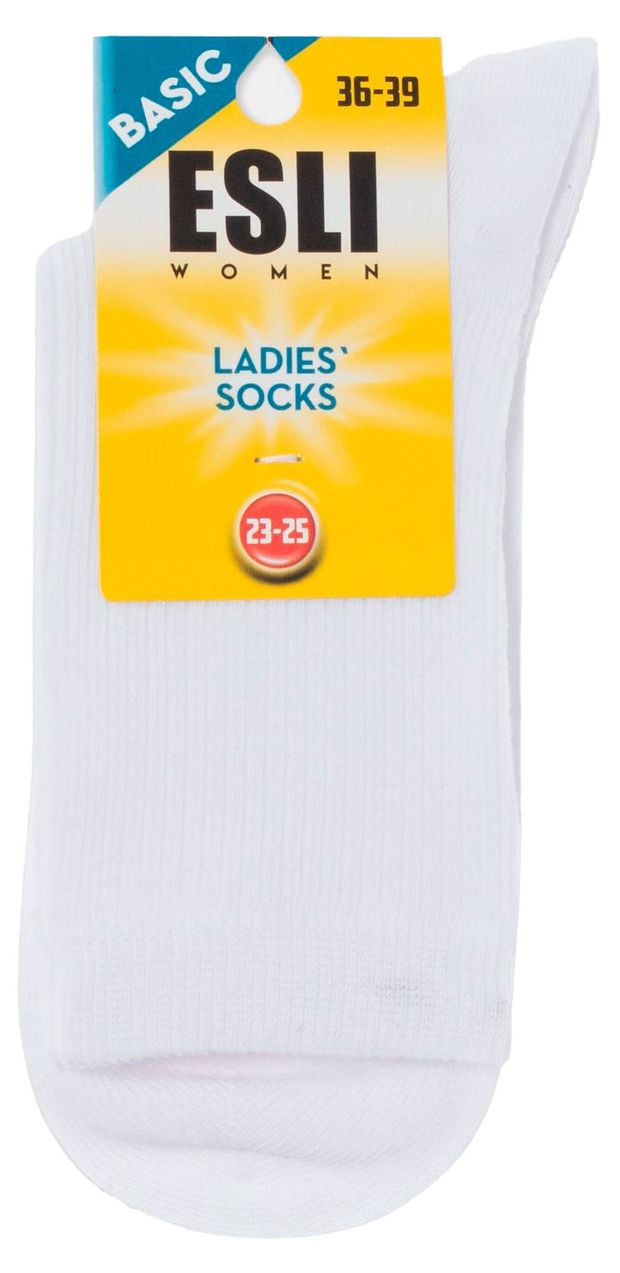 Носки женские ESLI Basic хлопковые белые, р 23-25