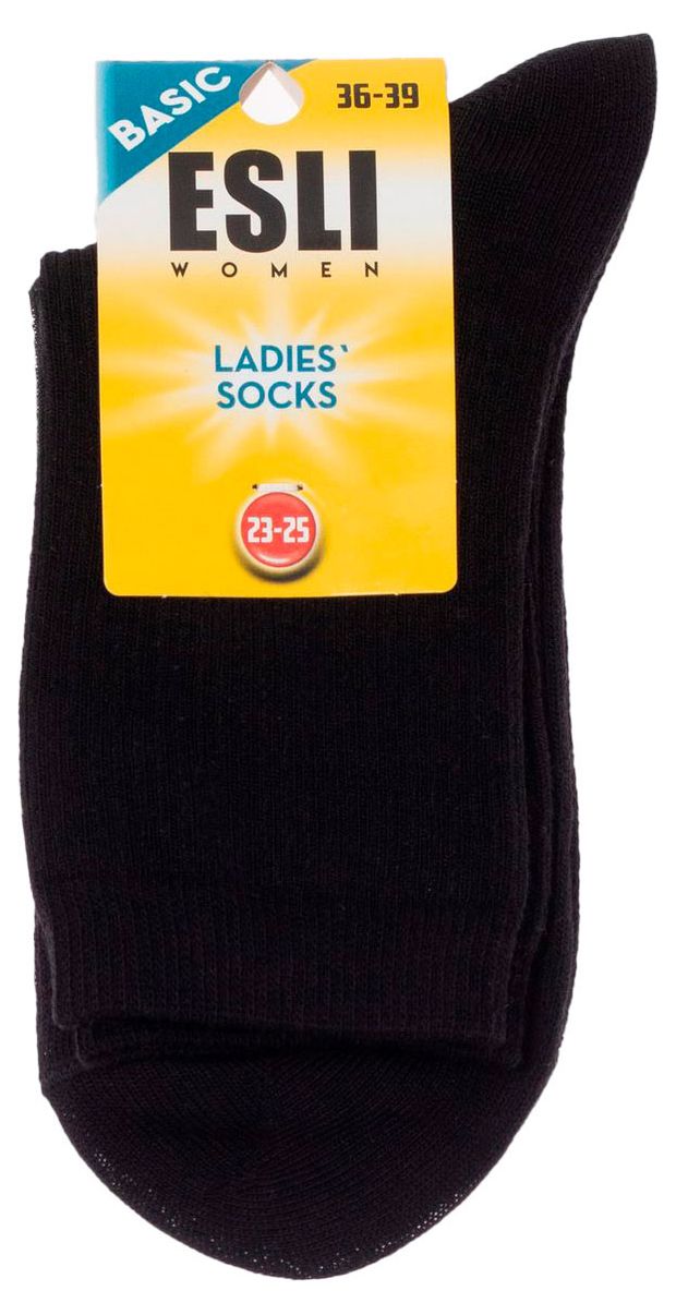 Носки женские ESLI Basic хлопковые черный, р 23-25