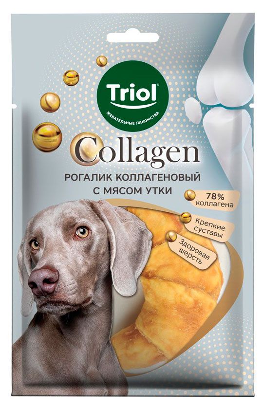 Лакомство для собак Triol Collagen Рогалик с мясом утки, 80 г