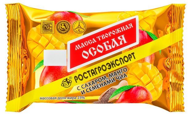 Масса творожная РостАгроЭкспорт с манго и чиа 23% БЗМЖ, 180 г