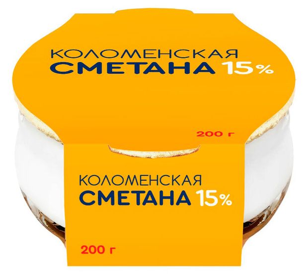 Сметана Коломенское Коломенская из натуральных сливок в стеклянной банке 15% БЗМЖ, 200 г