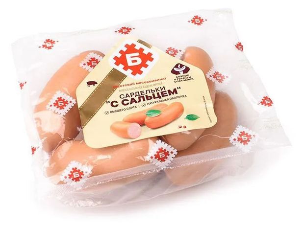 Сардельки вареные Брестский мясокомбинат с сальцем Беларусь, ~ 1,8 кг