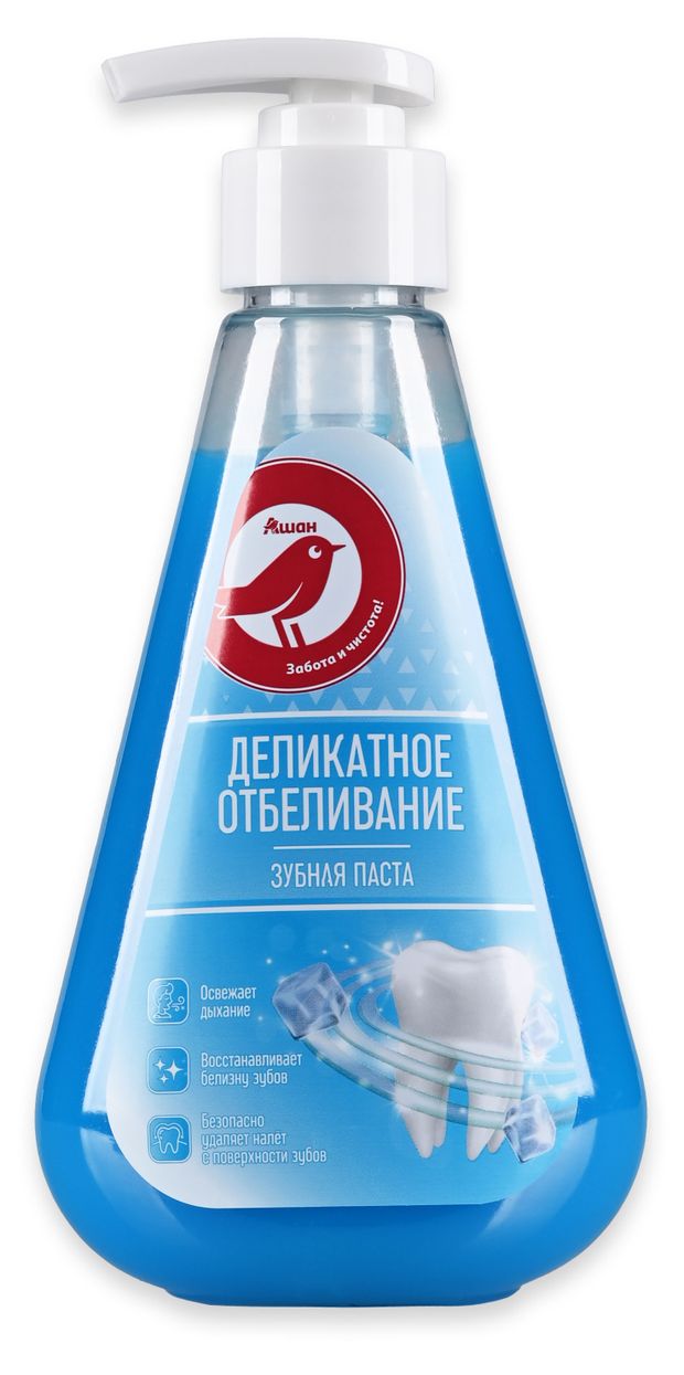 Зубная паста АШАН Красная птица Деликатное отбеливание, 225 мл