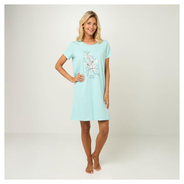 Сорочка женская InExtenso с коротким рукавом бирюзовая