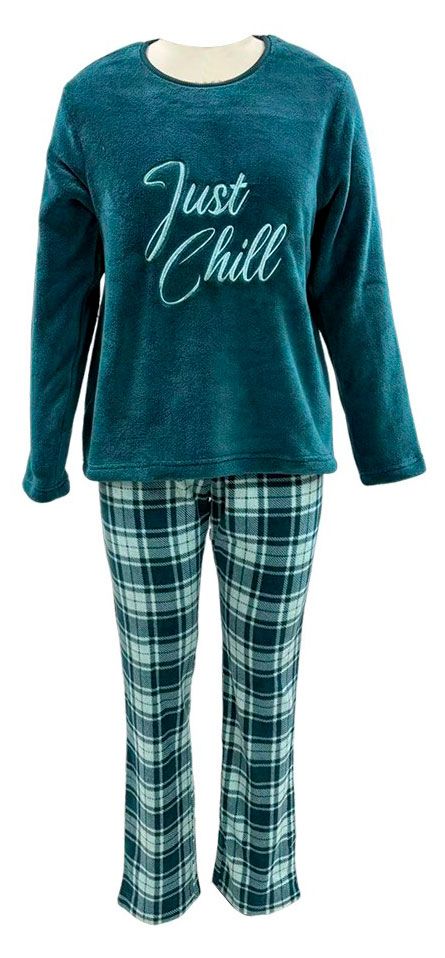 Пижама женская флисовая зеленая