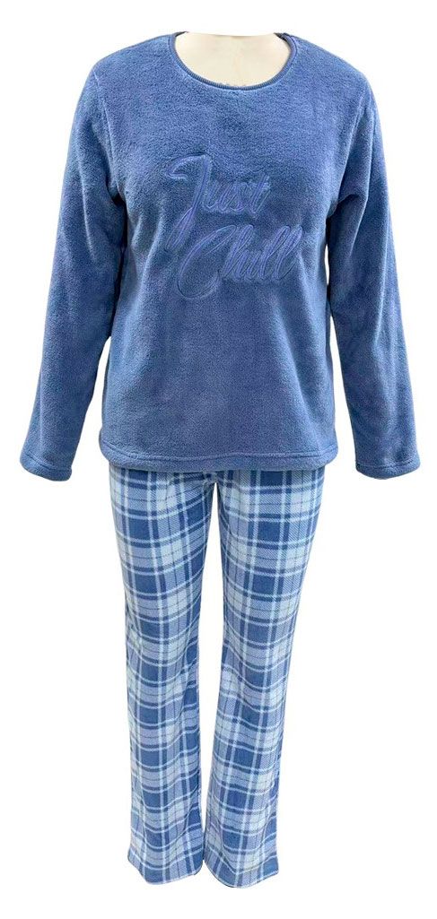 Пижама женская флисовая синяя