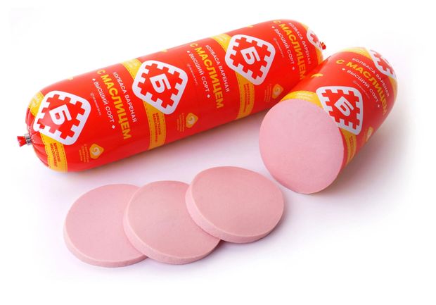 Колбаса вареная Брестский мясокомбинат с маслицем Беларусь, ~ 900 г