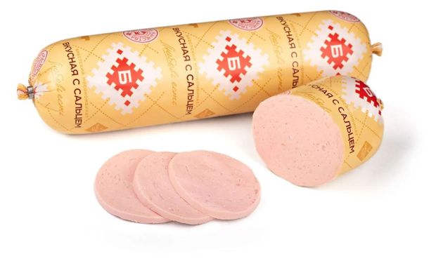 Колбаса свиная вареная Брестский мясокомбинат с сальцем Беларусь, ~ 700 г