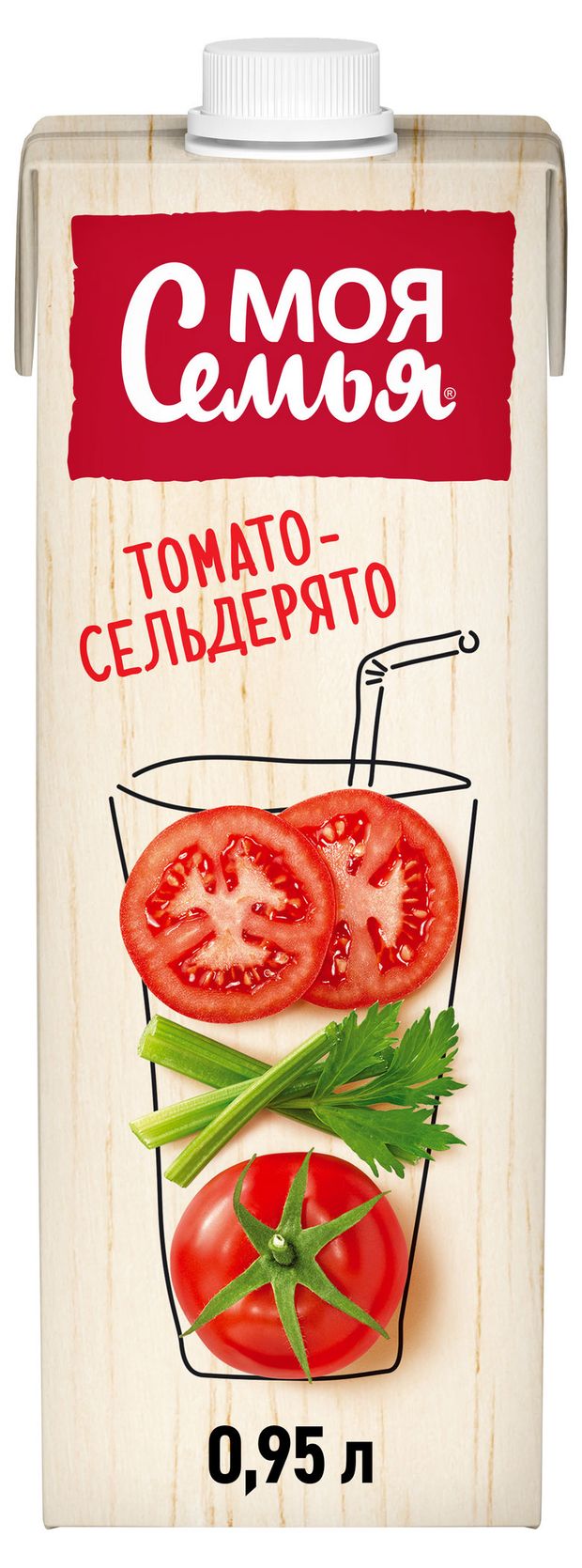Вода, соки, напитки  Ашан Нектар Моя Семья томатный с солью Томат-заряд, 950 мл