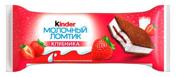 Пирожное бисквитное Kinder Молочный ломтик Клубника 21,6% БЗМЖ, 28 г