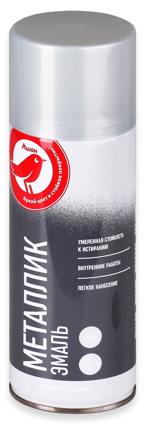 Эмаль АШАН Красная птица металлик серебро 520 мл 280₽