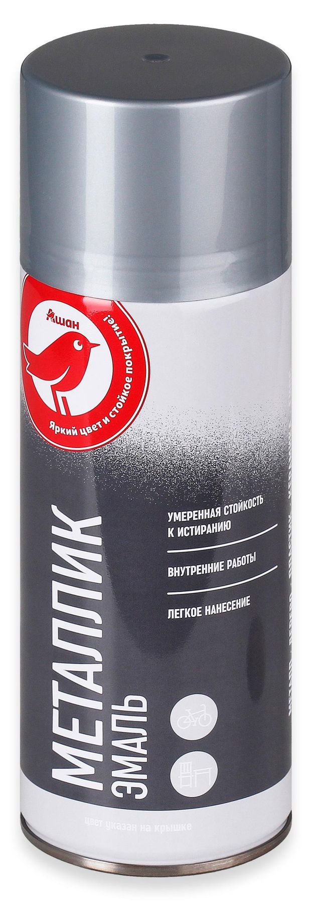 Эмаль АШАН Красная птица металлик хром, 520 мл