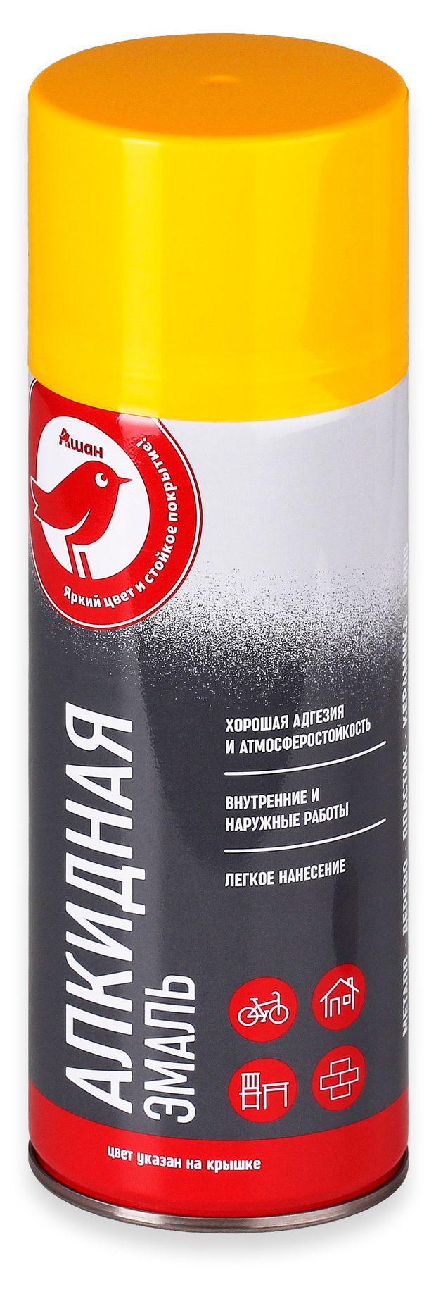 Эмаль АШАН Красная птица RAL 1018 алкидная жёлтая глянцевая, 520 мл