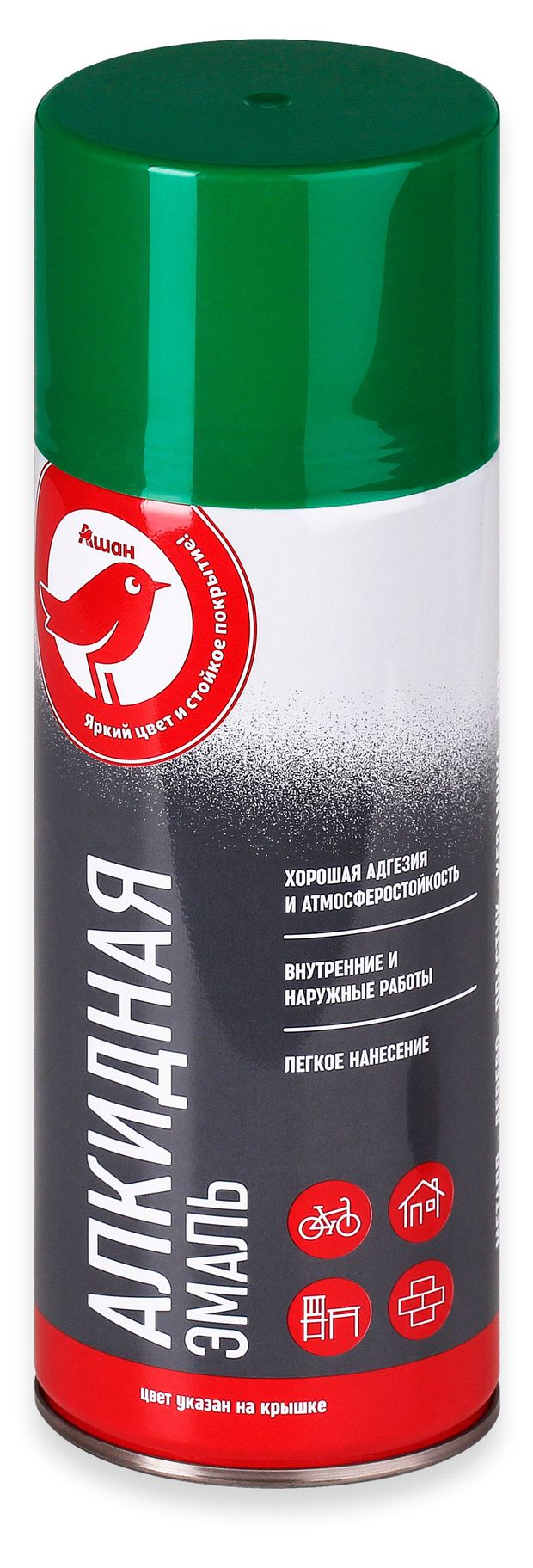 Эмаль АШАН Красная птица RAL 6029 алкидная зелёная глянцевая, 520 мл