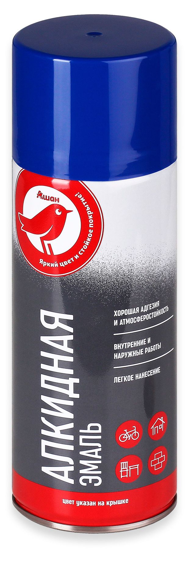 Эмаль АШАН Красная птица RAL 5005 алкидная синяя глянцевая, 520 мл