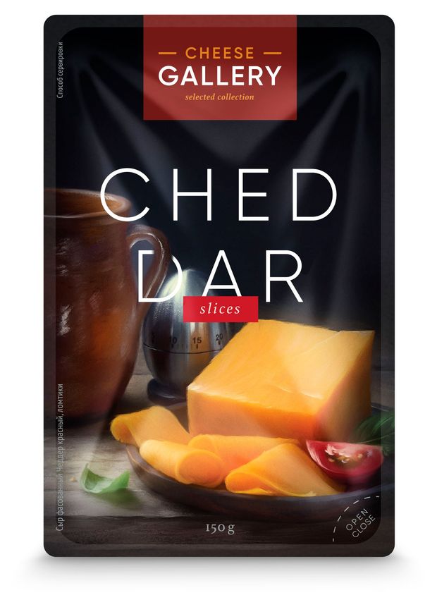Сыр твердый Cheese Gallery Чеддер красный 50% БЗМЖ, 150 г