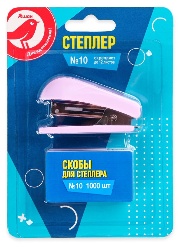 Степлер АШАН Красная птица 10 со скобами 140₽