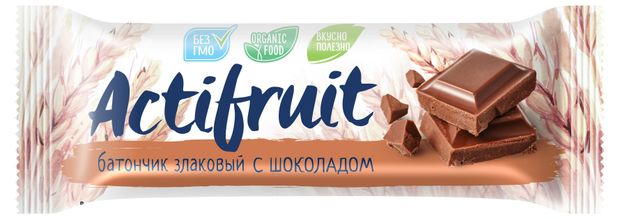 Батончик злаковый Актифрут с шоколадом, 24 г
