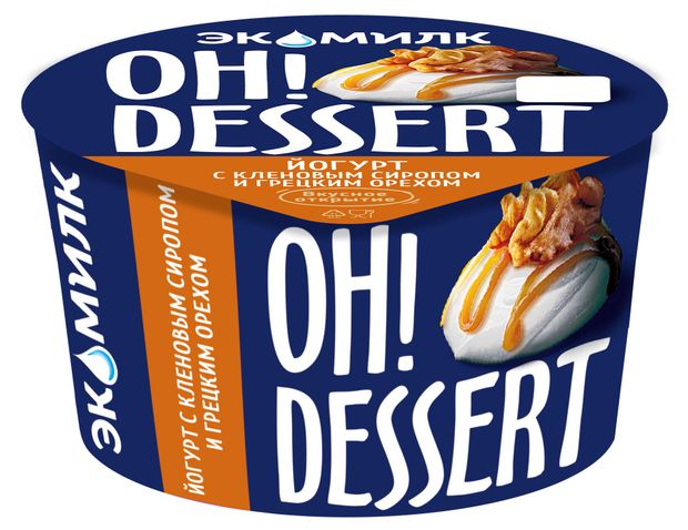 Йогурт Экомилк Oh! Dessert Кленовый сироп и грецкий орех 4,2% БЗМЖ, 130 г