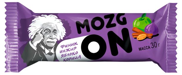 Батончик фруктово-ореховый Mozgon Финик-инжир-яблоко-корица, 30 г