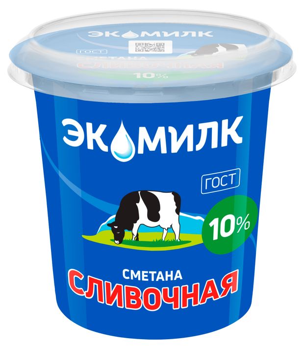 Сметана Экомилк Классическая 10% ГОСТ БЗМЖ, 300 г