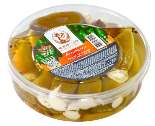 Закуска антипасти перчики халапеньо с мягким сыром Burenka Club в масле БЗМЖ, 70 г