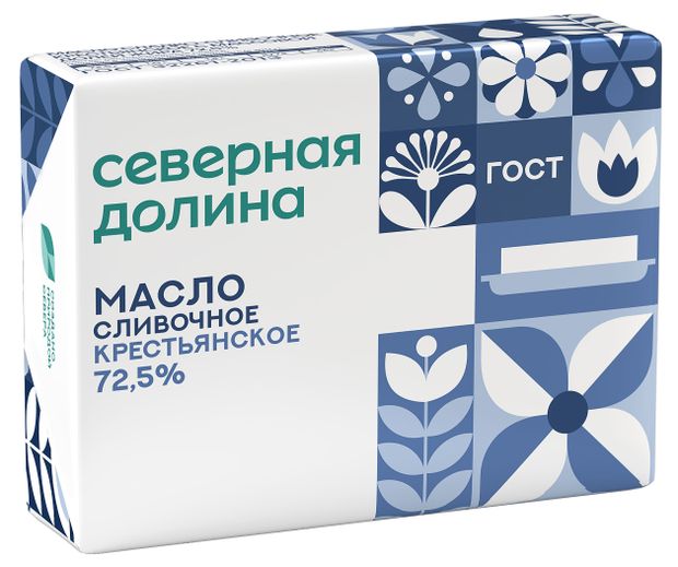 Масло сливочное Северная Долина Крестьянское 72,5% БЗМЖ, 180 г