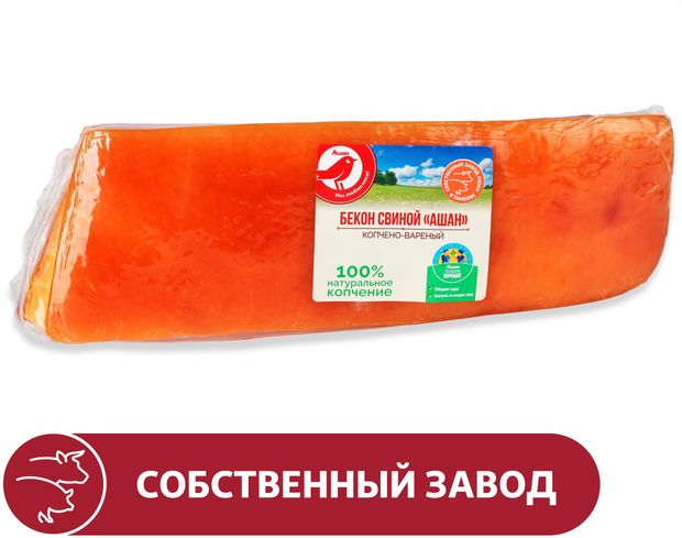 Бекон свиной варено-копченый АШАН Красная птиц, ~ 400 г