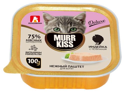 Влажный корм для кошек Зоогурман МуррКисс Индейка с телятиной, 100 г