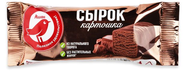Сырок творожный глазированный АШАН Красная птица Картошка 23% БЗМЖ, 40 г
