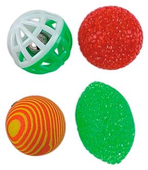 Набор игрушек для кошек АШАН Красная птица Мячи, 4 шт