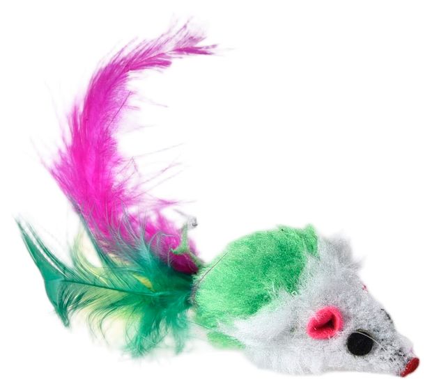 Игрушка для кошек АШАН Красная птица Мышь с пером 105 см 70₽