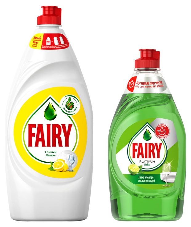 Средство для мытья посуды Fairy Лимон, 900 мл + Лайм, 430 мл