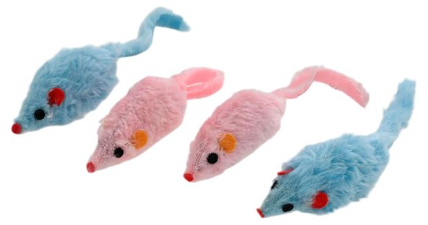 Набор игрушек для кошек АШАН Красная птица Мышки, 4 шт
