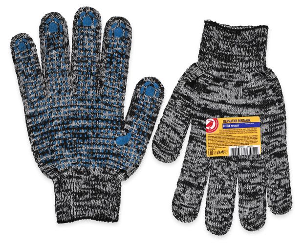 Перчатки меланж АШАН Красная птица с ПВХ точкой 1 пара 33₽