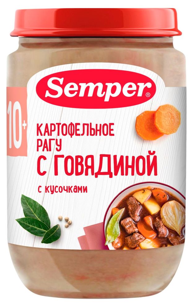 Пюре Semper Картофельное рагу с с говядиной с 10 мес 190 г 280₽