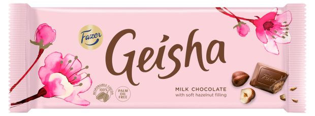 Шоколадный батончик молочный Geisha с ореховой начинкой из нуги, 100 г