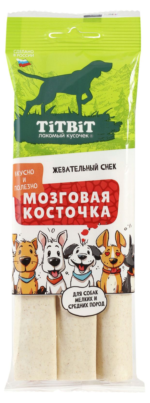 Лакомство для собак TiTBiT жевательный снек Мозговая косточка 95 г 100₽