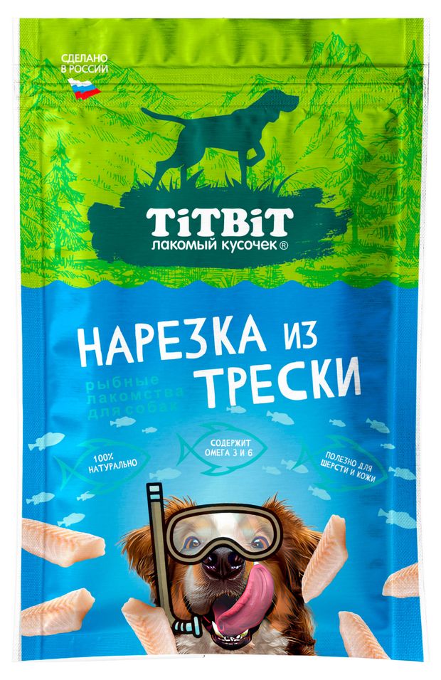Лакомство для собак TiTBiT Нарезка из трески, 80 г
