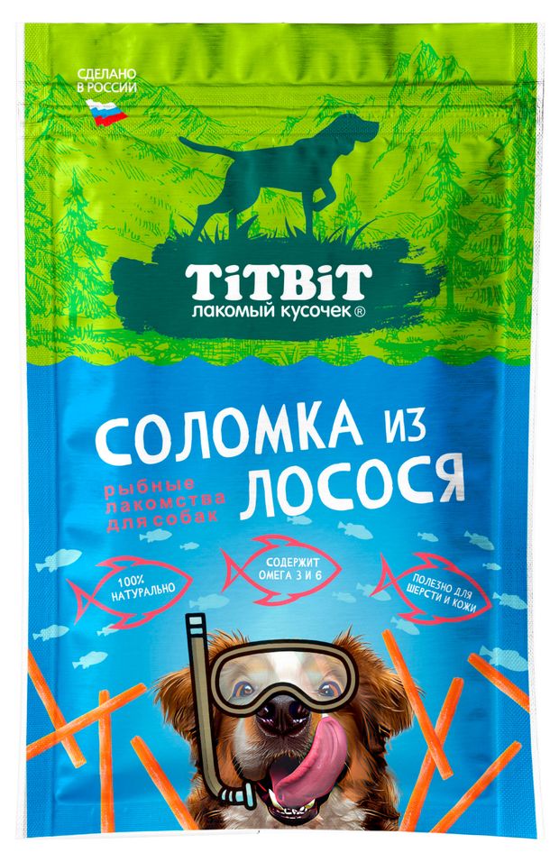 Лакомство для собак TiTBiT Соломка из лосося 80 г 96₽