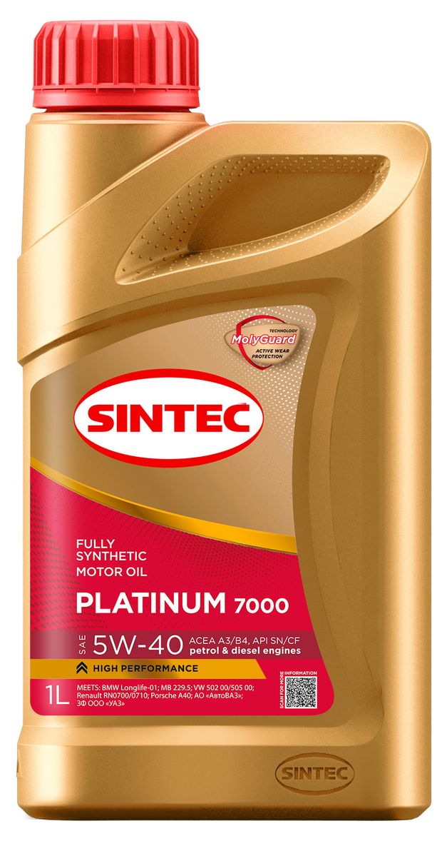 Масло моторное Sintec 5W-40 Синтетическое, 1 л