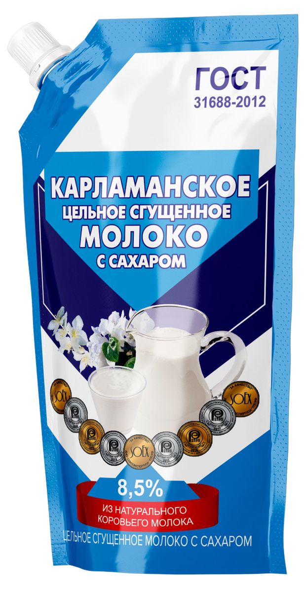 Молоко сгущенное цельное Карламанский с сахаром 8,5% БЗМЖ, 270 г