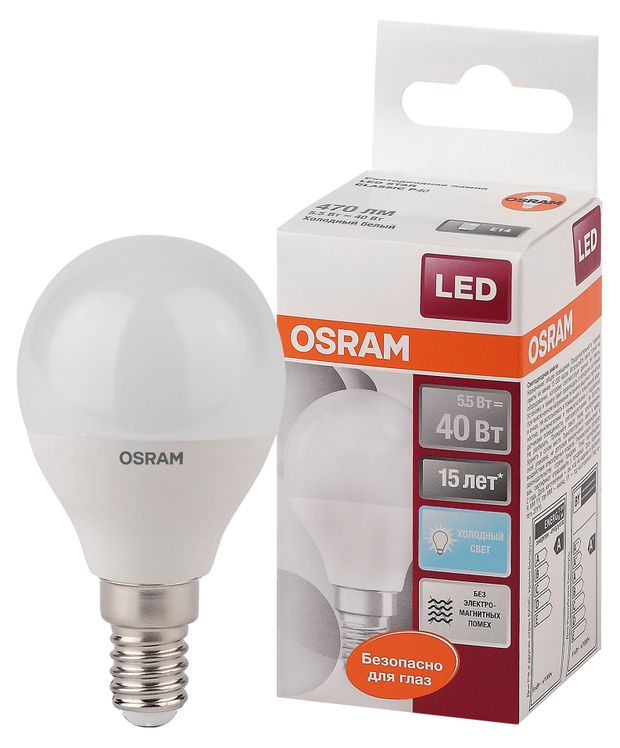 Лампа светодиодная Osram LED Star 5,5Вт E14 нейтральный белый свет