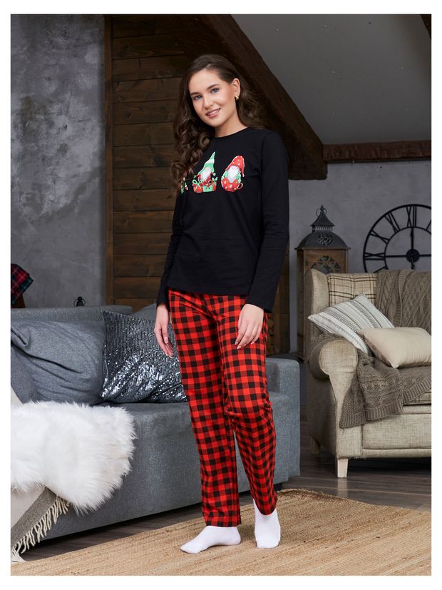 Пижама женская новогодняя InExtenso Гномы с длинным рукавом